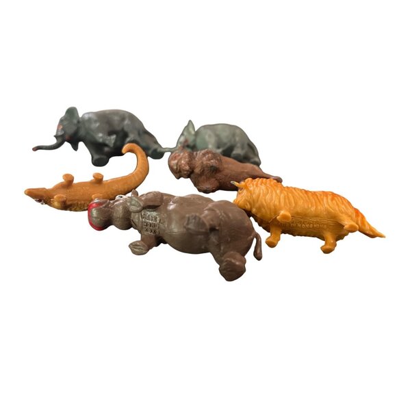 Vtg Safari Animals Cake Toppers Plastic Toys Hippo Lion Elephant Giraffe Ant Eat - Picture 5 of 7